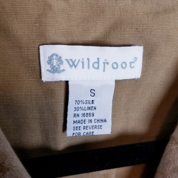 Wildroot linen silk long sleeve button shirt tan - Picture 3 of 10